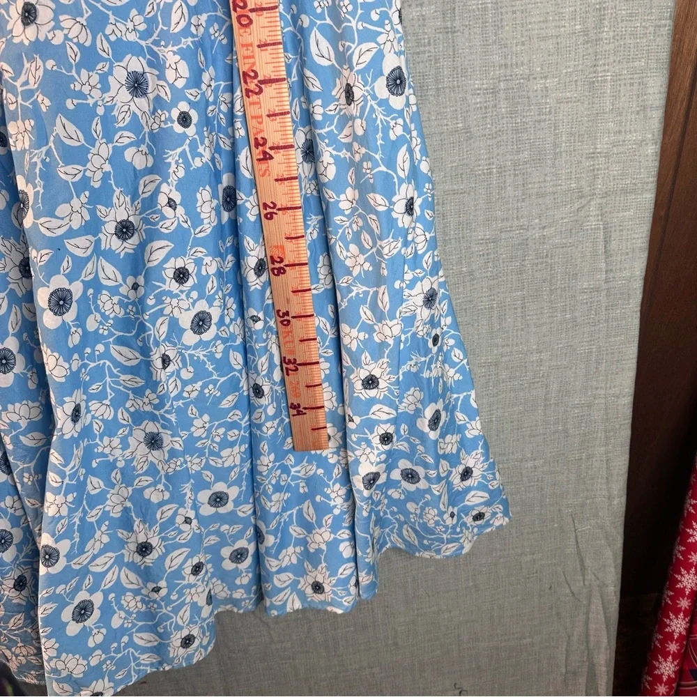 Hell Bunny Blue Floral 50s Retro Swing Dress 4XL Pockets Rockabilly Pinup Swing - Picture 14 of 14